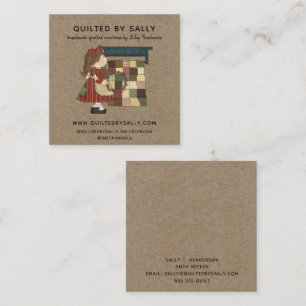 RUSTIC RED PRIMITIVE SALTBOX HOUSE  COUNTRY KRAFT SQUARE BUSINESS CARD