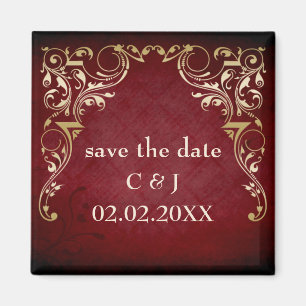 rustic red regal save the date magnets