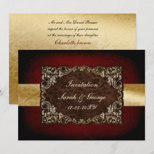 rustic red regal wedding Invitation cards