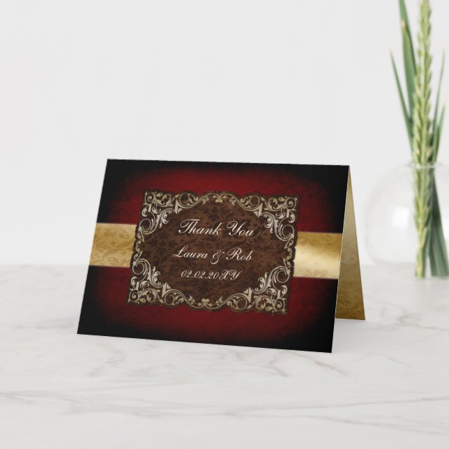 rustic red regal wedding Thank You (Front)