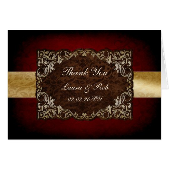 rustic red regal wedding Thank You Card