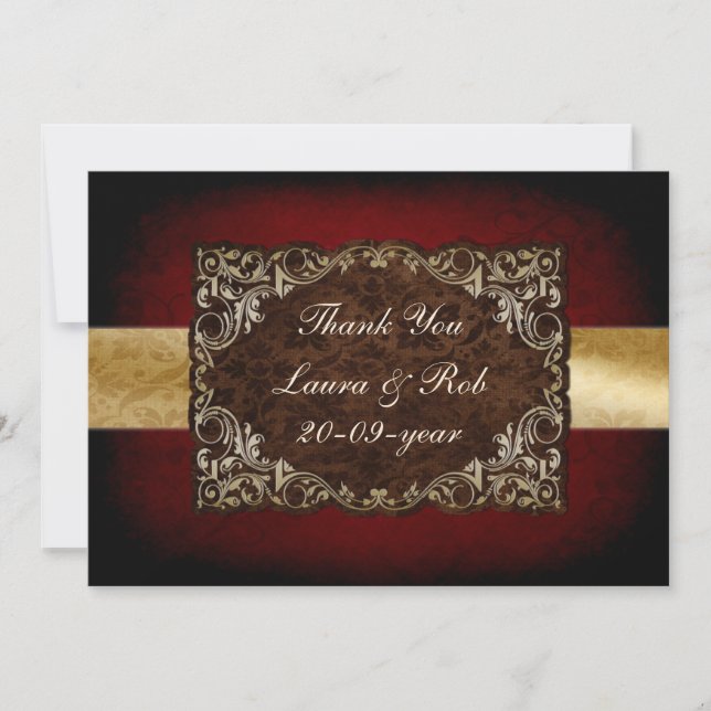 rustic red regal wedding Thank You Invitation (Front)