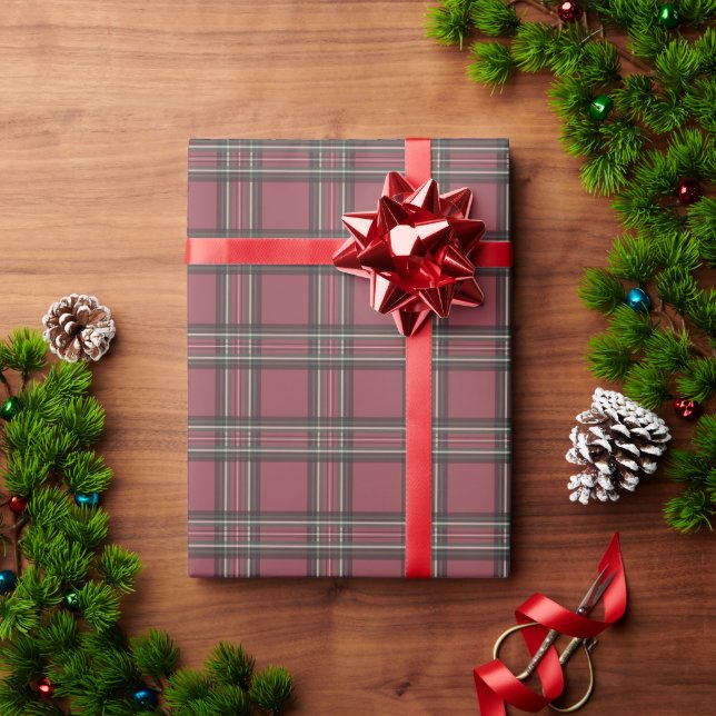 Rustic Red Retro Plaid Christmas Wrapping Paper (Holiday Gift)