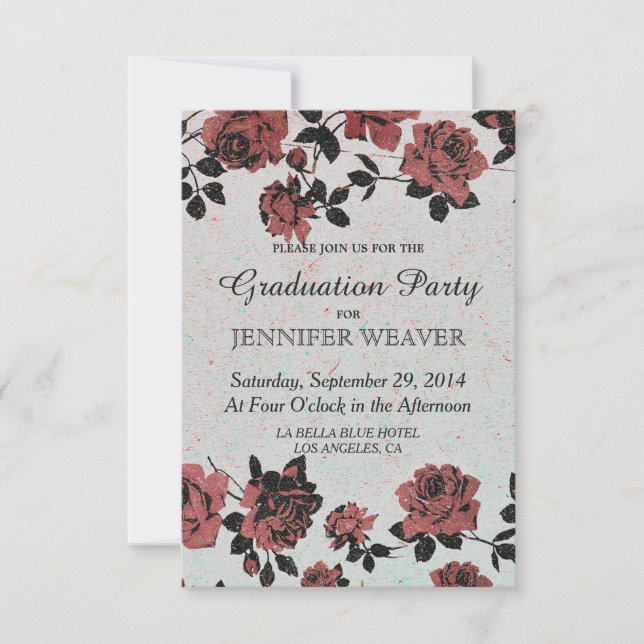 Rustic Red Romantic Roses Invitation (Front)