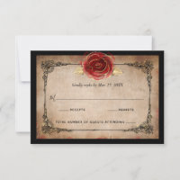 Rustic Red Rose Gold Black Vintage Elegant Wedding
