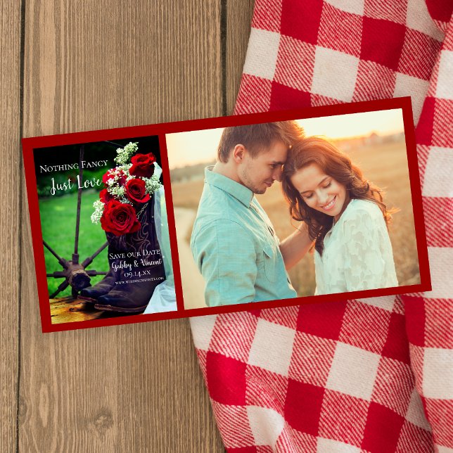 Rustic Red Roses Cowboy Boots Western Wedding Save The Date (Creator Uploaded)