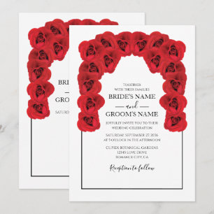 Rustic Red Roses Wedding Invitations