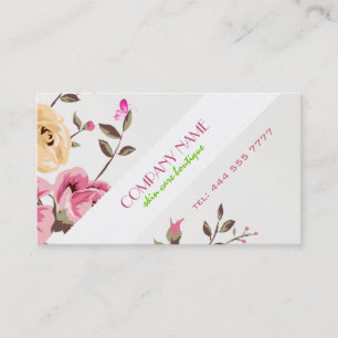 Rustic Red Roses White Background Cosmetology Business Card