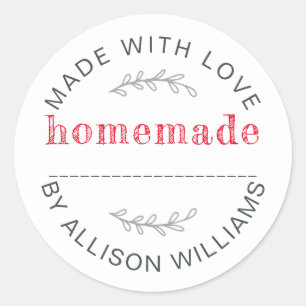 Rustic Red Sage Green Homemade Baked Goods Classic Round Sticker