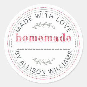 Rustic Red Sage Green Homemade Baked Goods Classic Round Sticker
