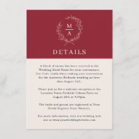 Rustic Red Simple Elegant Monogram Details