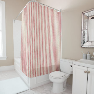 Rustic Red Striped French Ticking Shower Curtain