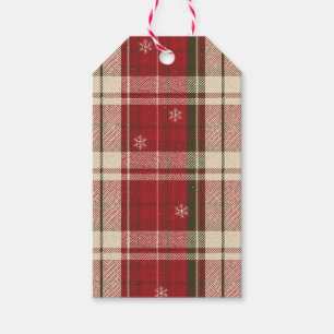 Rustic Red Tartan Snowflake Holiday Gift Tags