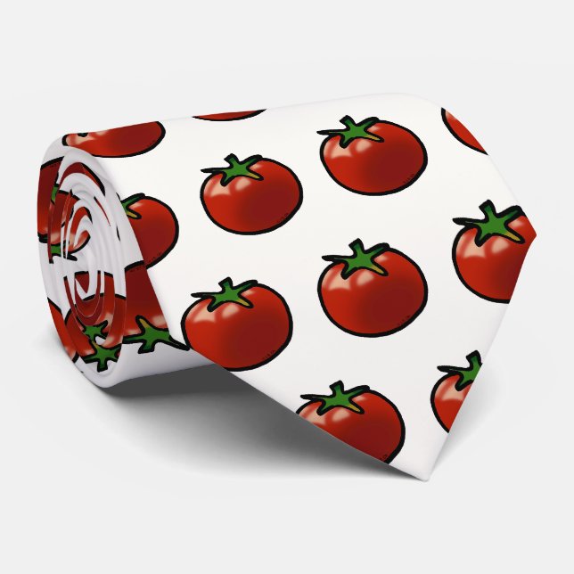 Rustic Red Tomato Botanical Art Tie (Rolled)