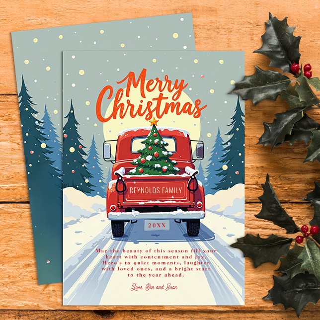 Rustic Red Truck Christmas Card (Vintage Christmas Card)