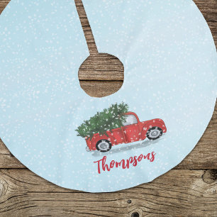 Rustic Red Truck Christmas Family Personalised Brushed Polyester Tree Skirt