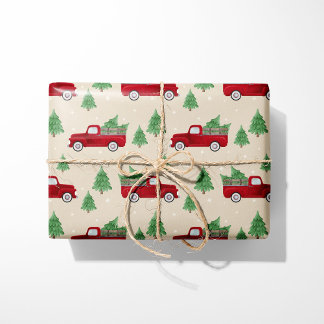 Rustic Red Truck Christmas Wrapping Paper