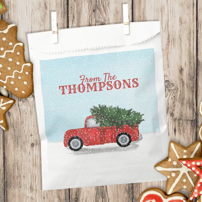 Rustic Red Vintage Holiday Christmas Truck Favour Bags (Creator Uploaded)