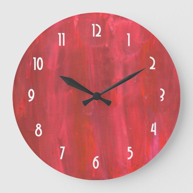 Rustic Red Watercolor Abstract Large Clock (Front)