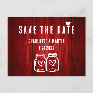 Rustic Red Wedding Save The Date Postcard