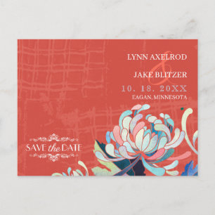 Rustic Red Wedding Save the Date Postcard