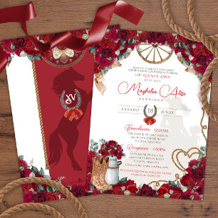 Rustic Red Western Charro Quinceañera Invitation