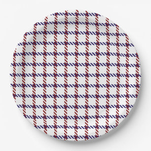 Rustic Red, White, and Blue Gingham Paper Plate