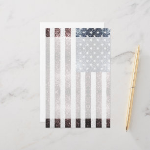 Rustic Red White Blue Sparkles USA flag Stationery