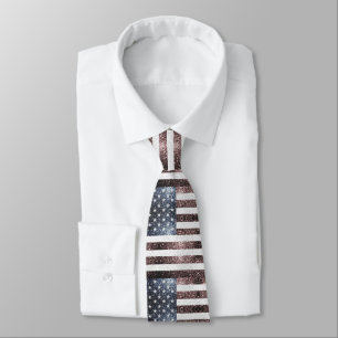 Rustic Red White Blue Sparkles USA flag Tie