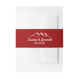 Rustic Red White Mountain Wedding Invitation Belly Band