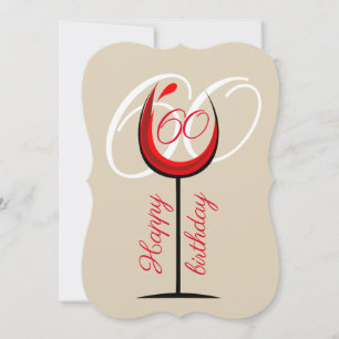Rustic Red Wine Glass 60th Birthday Card