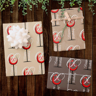 Rustic Red Wine Glass Script 60th Birthday Gift Wr Wrapping Paper Sheet
