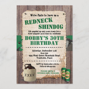 Rustic Redneck Hillbilly Party Invitation