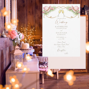 Rustic Redneck Pink Cowboy Hat Wedding Invitation