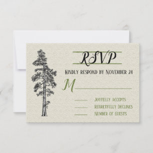 Rustic Redwood Woodland Forest Wedding RSVP Card