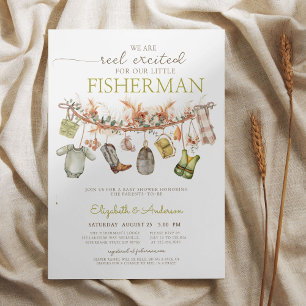 Rustic Reel Fishing Baby Shower Invitation