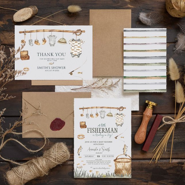 Rustic Reel Fun Fishing Baby Shower Thank You (Creator Uploaded)