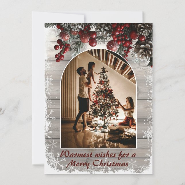 Rustic Reflections Christmas Photo Holiday Card (Front)