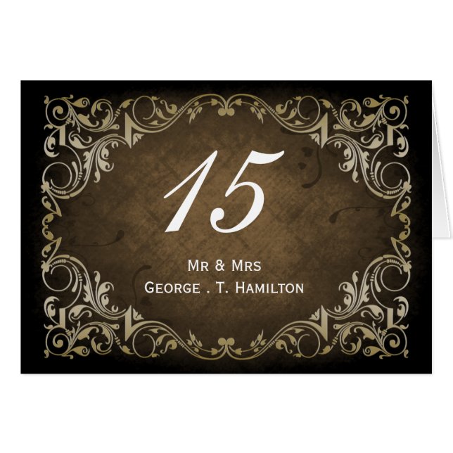 Rustic Regal Ornamental Brown And Gold Wedding (Front Horizontal)