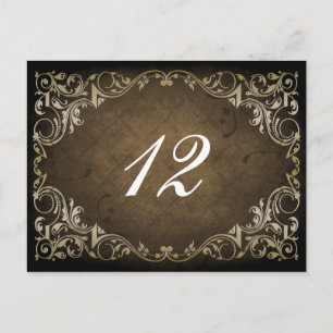 Rustic Regal Ornamental Brown And Gold Wedding Postcard