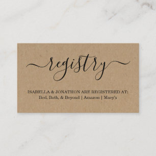 Rustic Registry Insert / Enclosure for Invitation