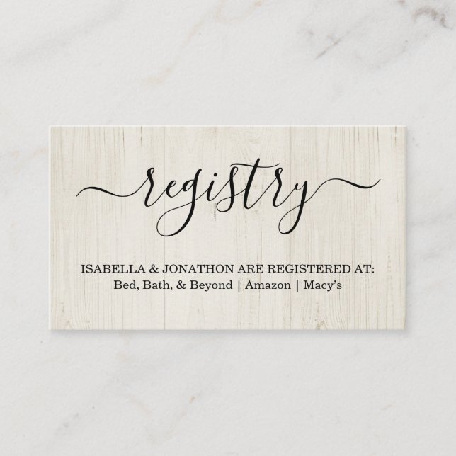 Rustic Registry Insert / Enclosure for Invitation (Front)