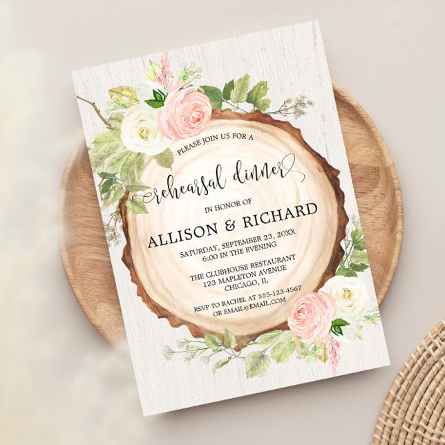 Rustic rehearsal dinner blush pink woodland forest invitation (Creator Uploaded)