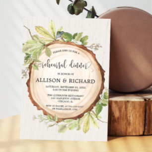Rustic rehearsal dinner woodland forest invitation