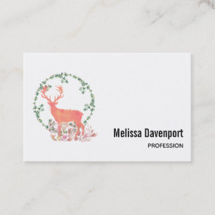 Rustic Reindeer Boho Watercolor Business Card