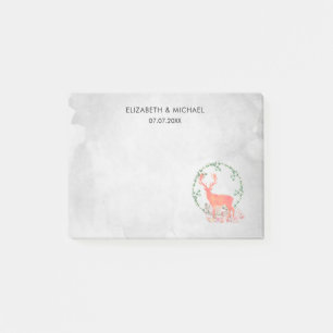 Rustic Reindeer Boho Watercolor Wedding Post-it Notes