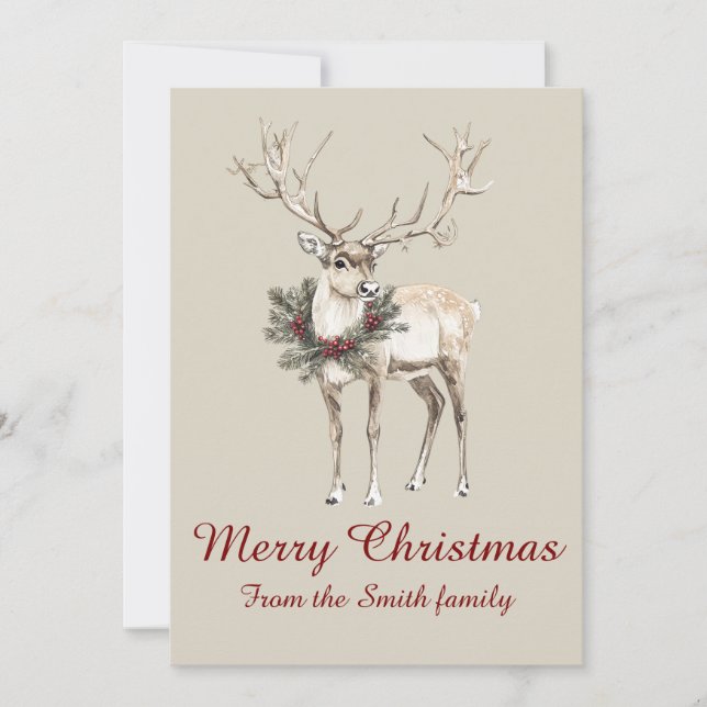 Rustic reindeer christmas card (Front)