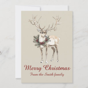 Rustic reindeer christmas card