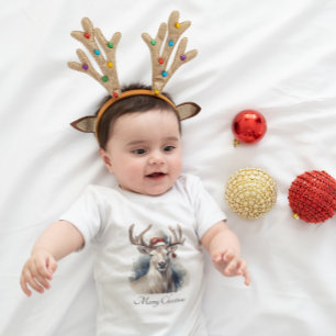 Rustic Reindeer Christmas, custom Baby Bodysuit