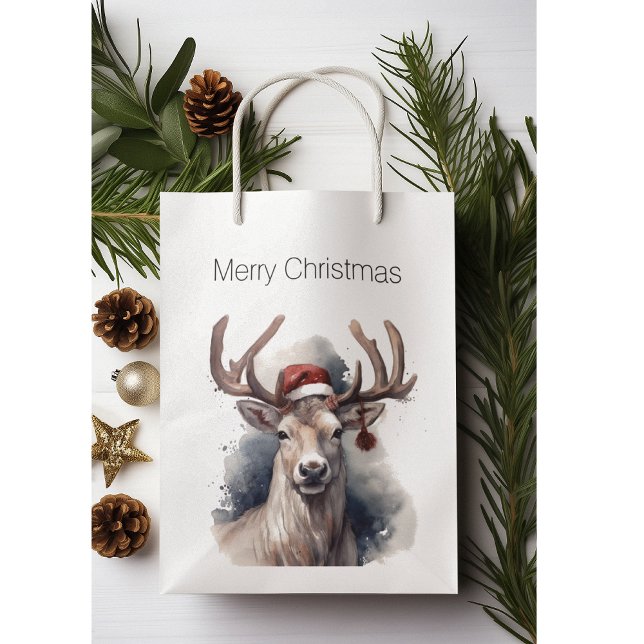 Rustic Reindeer Christmas, custom Medium Gift Bag (Creator Uploaded)